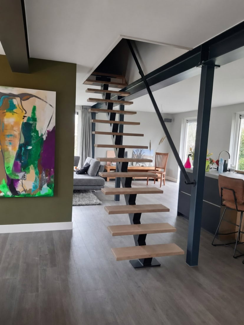 Middenboom trap massief eiken treden