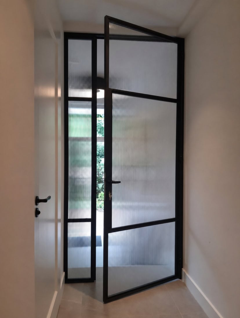 Stalen deur met canale glas B